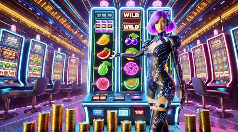 Reel slot digital dengan simbol bonus dan efek visual